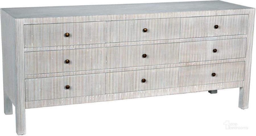 The appearance of Conrad 9 Drawer Dresser In White Wash designed by Noir in the transitional interior design. This white wash piece of furniture  was selected by 1StopBedrooms from Conrad Collection to add a touch of cosiness and style into your home. Sku: GDRE222WH. Product Type: Dresser. Material: Wood Veneer. Image1