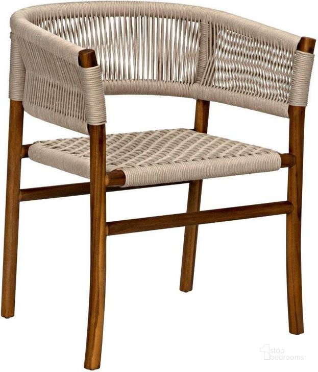The appearance of Conrad Chair In Teak With Woven Rope designed by Noir in the transitional interior design. This clear piece of furniture  was selected by 1StopBedrooms from Conrad Collection to add a touch of cosiness and style into your home. Sku: AE-237T. Material: Wood. Product Type: Dining Chair. Image1
