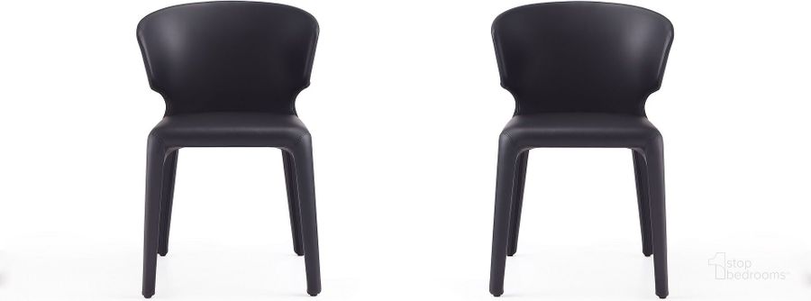 The appearance of Conrad Leather Dining Chair in Black (Set of 2) designed by Manhattan Comfort in the transitional interior design. This black piece of furniture  was selected by 1StopBedrooms from Conrad Collection to add a touch of cosiness and style into your home. Sku: DC031-BK. Material: Metal. Product Type: Dining Chair. Image1