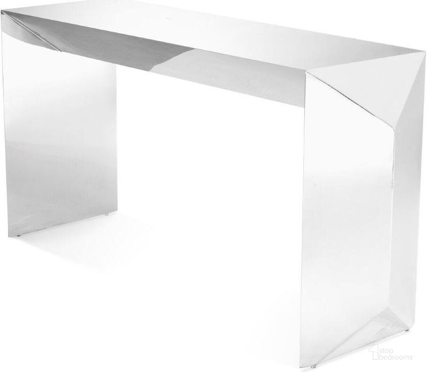 The appearance of Console Table Carlow Polished Stainles Steel designed by Eichholtz in the modern / contemporary interior design. This stainless steel piece of furniture  was selected by 1StopBedrooms from Carlow Collection to add a touch of cosiness and style into your home. Sku: 113669. Product Type: Console Table. Material: Stainless Steel. Image1