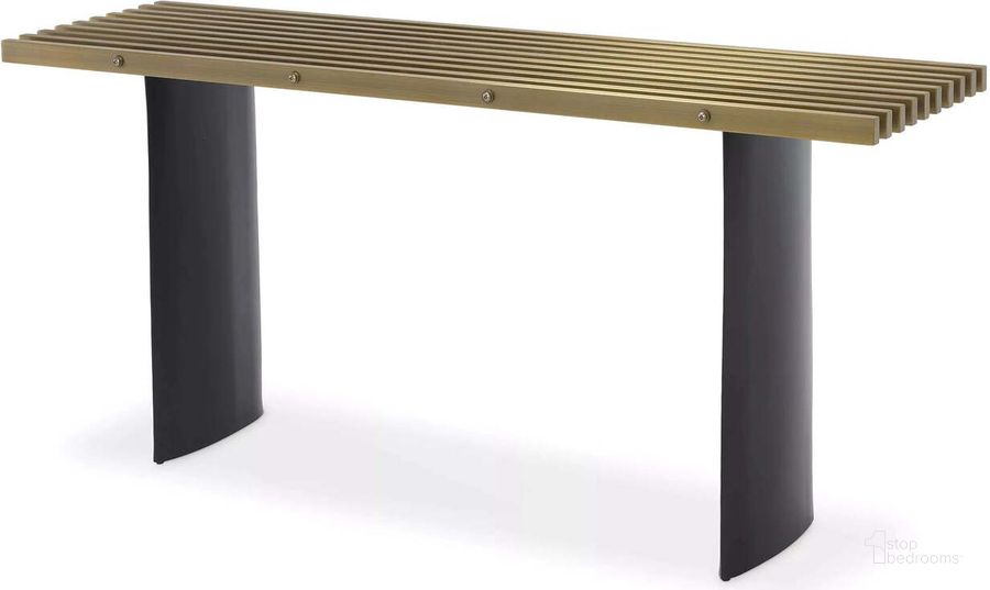 The appearance of Console Table Vauclair Brushed Brass Finish designed by Eichholtz in the modern / contemporary interior design. This brass piece of furniture  was selected by 1StopBedrooms from Vauclair Collection to add a touch of cosiness and style into your home. Sku: 114311A;114311B. Product Type: Console Table. Image1