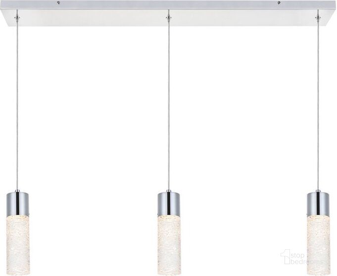 The appearance of Constellation 3 Light Chrome Led Pendant 5200D36C designed by Elegant Lighting in the transitional interior design. This chrome piece of furniture  was selected by 1StopBedrooms from Constellation Collection to add a touch of cosiness and style into your home. Sku: 5200D36C. Material: Metal. Product Type: Pendant Lighting. Image1
