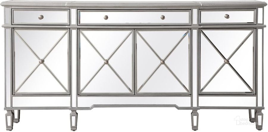 The appearance of Contempo 72 Inch Mirrored Credenza In Silver designed by Elegant Lighting in the modern / contemporary interior design. This silver piece of furniture  was selected by 1StopBedrooms from Contempo Collection to add a touch of cosiness and style into your home. Sku: MF6-2111SC. Material: Wood. Product Type: Credenza. Image1