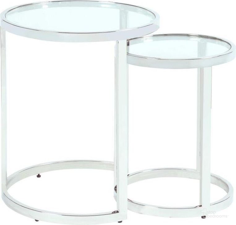 The appearance of Contemporary 2-In-1 Nesting Lamp Table Set designed by Chintaly Imports in the modern / contemporary interior design. This stainless steel piece of furniture  was selected by 1StopBedrooms from  to add a touch of cosiness and style into your home. Sku: 5509-LT-NST. Product Type: Lamp Table. Image1