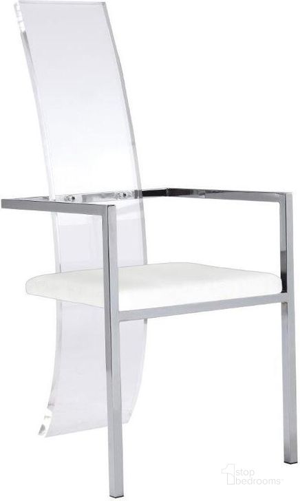 The appearance of Contemporary Acrylic High-Back Upholstered Arm Chair Set of 2 designed by Chintaly Imports in the modern / contemporary interior design. This stainless steel piece of furniture  was selected by 1StopBedrooms from Layla Collection to add a touch of cosiness and style into your home. Sku: LAYLA-AC-WHT. Product Type: Arm Chair. Material: Acrylic. Image1