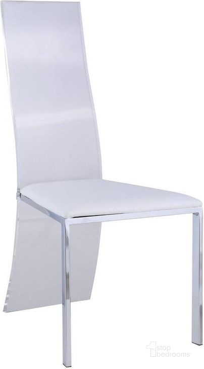 The appearance of Contemporary Acrylic High-Back Upholstered Side Chair Set of 2 designed by Chintaly Imports in the modern / contemporary interior design. This stainless steel piece of furniture  was selected by 1StopBedrooms from Layla Collection to add a touch of cosiness and style into your home. Sku: LAYLA-SC-WHT. Product Type: Side Chair. Material: Acrylic. Image1