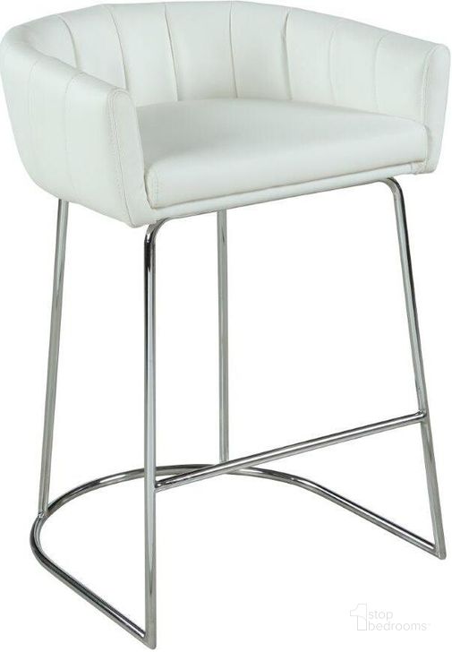 The appearance of Contemporary Channel Back Counter Stool designed by Chintaly Imports in the modern / contemporary interior design. This chrome piece of furniture  was selected by 1StopBedrooms from Denise Collection to add a touch of cosiness and style into your home. Sku: DENISE-CS-WHT. Product Type: Barstool. Image1