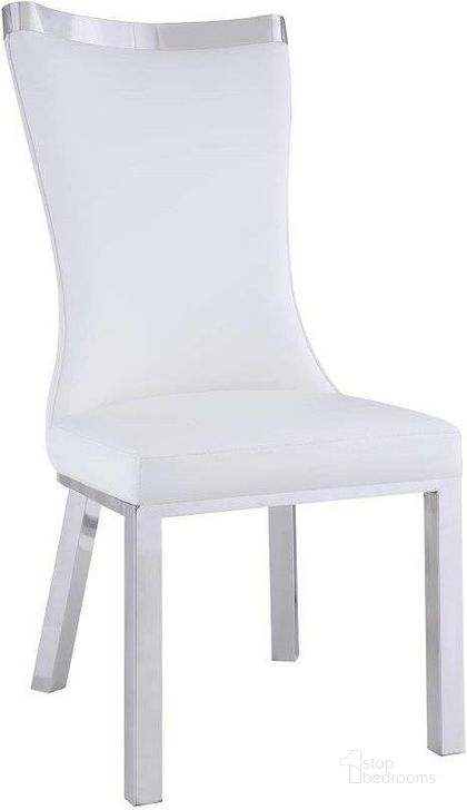 The appearance of Contemporary Curved-Back Side Chair ADELLE-SC-WHT Set of 2 designed by Chintaly Imports in the modern / contemporary interior design. This stainless steel piece of furniture  was selected by 1StopBedrooms from Adelle Collection to add a touch of cosiness and style into your home. Sku: ADELLE-SC-WHT. Product Type: Side Chair. Image1