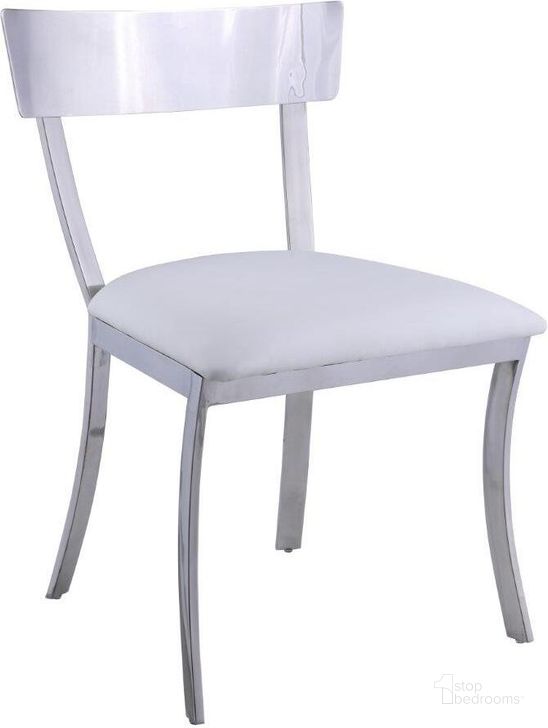 The appearance of Contemporary Curved-Back Side Chair MAIDEN-SC-WHT Set of 2 designed by Chintaly Imports in the modern / contemporary interior design. This stainless steel piece of furniture  was selected by 1StopBedrooms from Maiden Collection to add a touch of cosiness and style into your home. Sku: MAIDEN-SC-WHT. Product Type: Side Chair. Image1