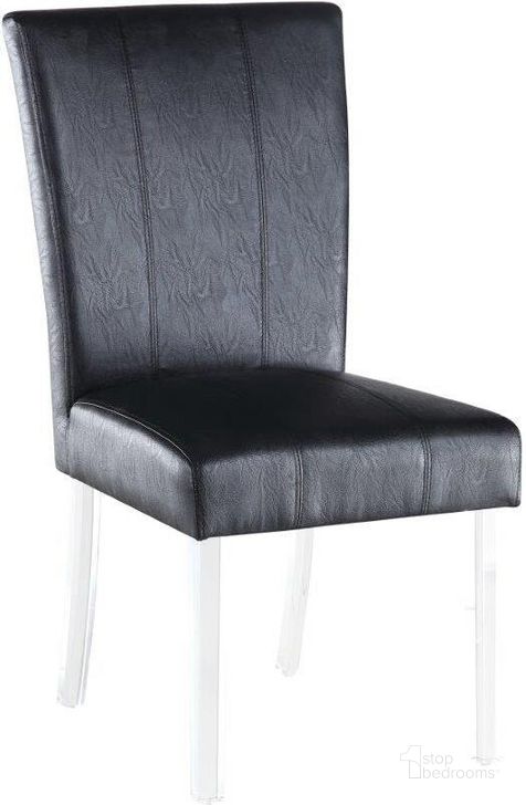 The appearance of Contemporary Curved Flare-Back Parson Side Chair 4038-PRS-SC-BLK Set of 2 designed by Chintaly Imports in the modern / contemporary interior design. This black piece of furniture  was selected by 1StopBedrooms from  to add a touch of cosiness and style into your home. Sku: 4038-PRS-SC-BLK. Product Type: Side Chair. Image1