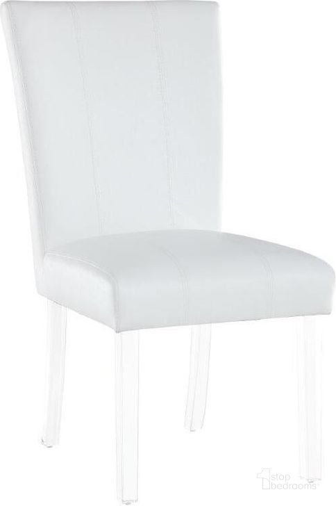 The appearance of Contemporary Curved Flare-Back Parson Side Chair 4038-PRS-SC-WHT Set of 2 designed by Chintaly Imports in the modern / contemporary interior design. This white piece of furniture  was selected by 1StopBedrooms from  to add a touch of cosiness and style into your home. Sku: 4038-PRS-SC-WHT. Product Type: Side Chair. Image1
