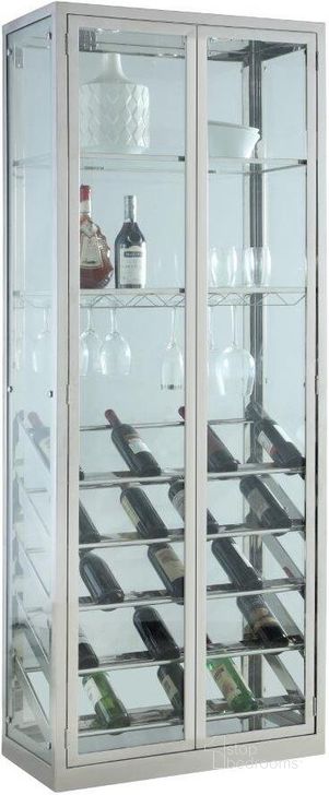 The appearance of Contemporary Glass Curio W/Wine & Stemware Racks designed by Chintaly Imports in the modern / contemporary interior design. This clear piece of furniture  was selected by 1StopBedrooms from  to add a touch of cosiness and style into your home. Sku: 6655-CUR. Material: Glass. Product Type: Curio. Image1