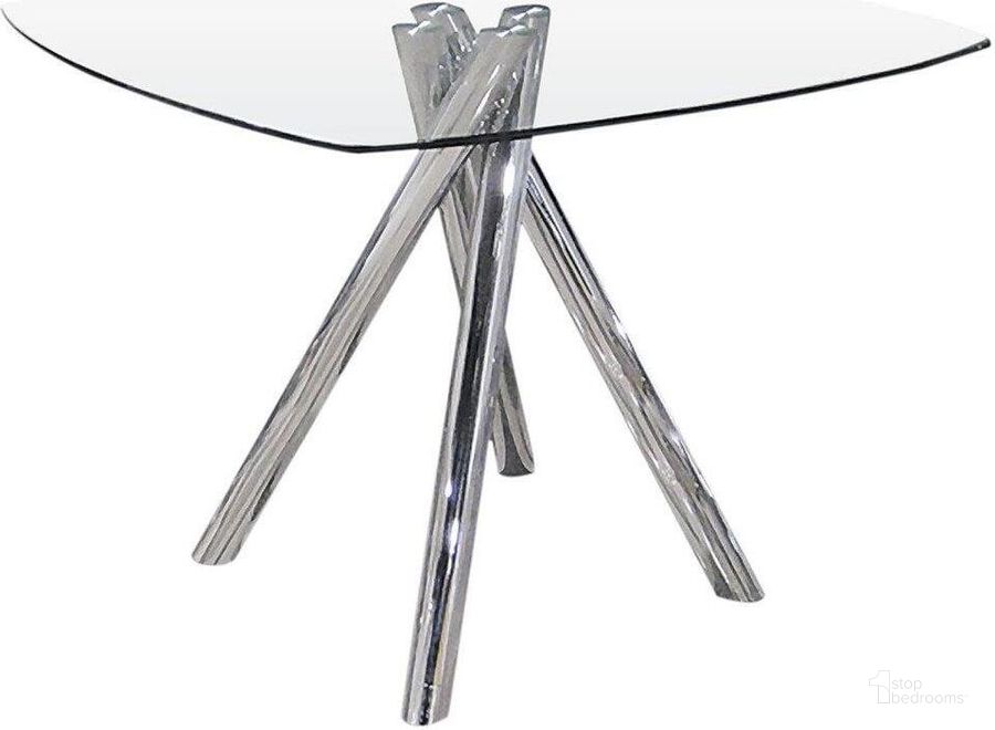 The appearance of Contemporary Glass Dining Table In Chrome designed by Best Master Furniture in the modern / contemporary interior design. This chrome piece of furniture  was selected by 1StopBedrooms from  to add a touch of cosiness and style into your home. Sku: T244T. Table Base Style: Trestle. Material: Glass. Product Type: Dining Table. Table Top Shape: Free Form. Size: 39". Image1