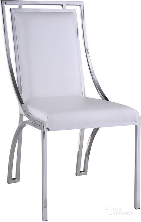 The appearance of Contemporary Open Frame Side Chair Set of 2 designed by Chintaly Imports in the modern / contemporary interior design. This stainless steel piece of furniture  was selected by 1StopBedrooms from Josie Collection to add a touch of cosiness and style into your home. Sku: JOSIE-SC-WHT. Product Type: Side Chair. Image1