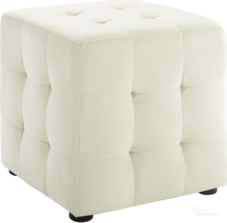 The appearance of Contour Ivory Tufted Cube Performance Velvet Ottoman designed by Modway in the modern / contemporary interior design. This ivory piece of furniture  was selected by 1StopBedrooms from Contour Collection to add a touch of cosiness and style into your home. Sku: EEI-3577-IVO. Material: Wood. Product Type: Ottoman. Image1