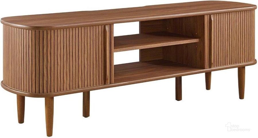 The appearance of Contour Walnut 55 Inch TV Stand designed by Modway in the modern / contemporary interior design. This walnut piece of furniture  was selected by 1StopBedrooms from Contour Collection to add a touch of cosiness and style into your home. Sku: EEI-6158-WAL. Product Type: TV Stand. Material: MDF. Image1