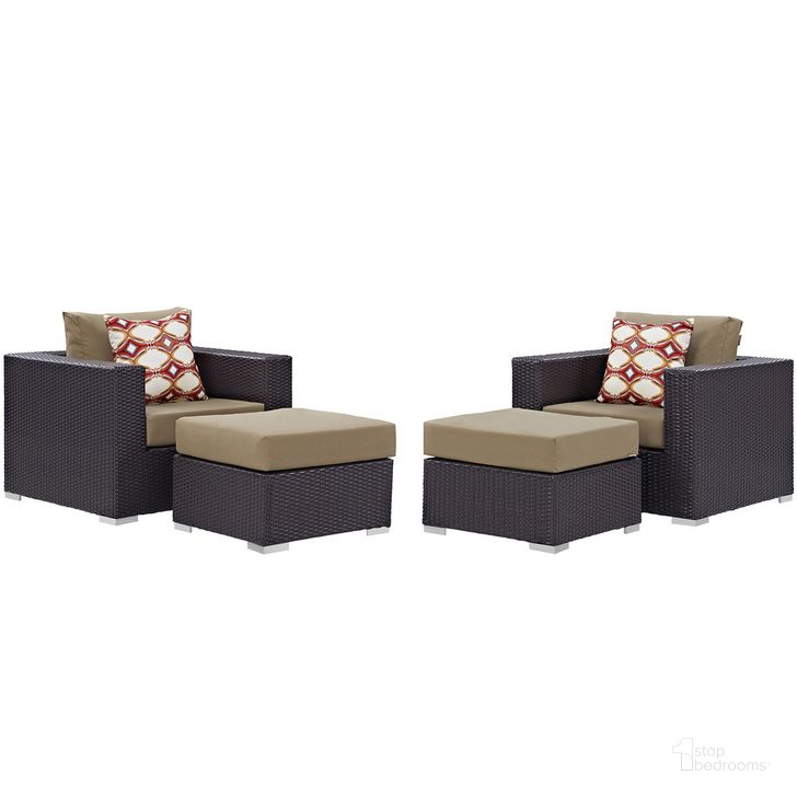 The appearance of Convene 4-Piece Outdoor Patio Sectional Set In Espresso Mocha designed by Modway in the  interior design. This espresso mocha piece of furniture  was selected by 1StopBedrooms from Convene Collection to add a touch of cosiness and style into your home. Sku: EEI-2367-EXP-MOC-SET. Product Type: Outdoor Sectional. Material: Foam. Image1