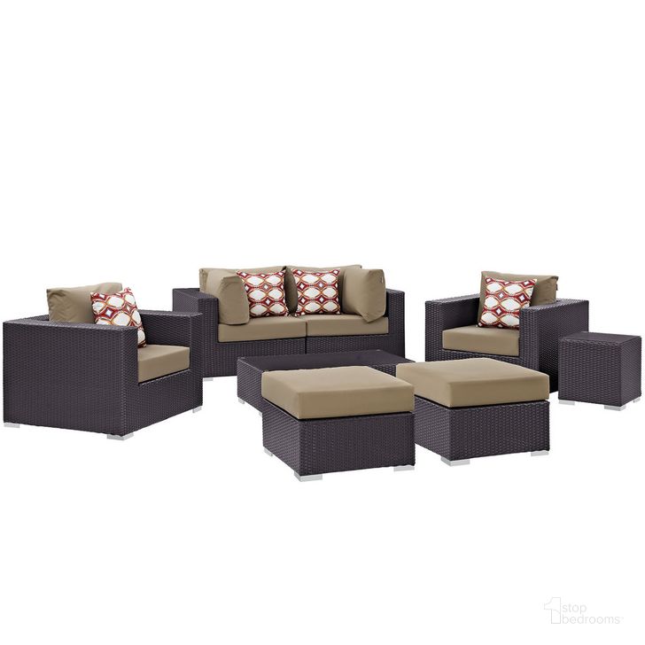 The appearance of Convene 8-Piece Outdoor Patio Sectional Set In Espresso Mocha designed by Modway in the  interior design. This espresso mocha piece of furniture  was selected by 1StopBedrooms from Convene Collection to add a touch of cosiness and style into your home. Sku: EEI-2371-EXP-MOC-SET. Product Type: Outdoor Sectional. Material: Foam. Image1
