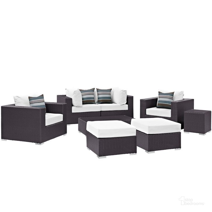 The appearance of Convene 8-Piece Outdoor Patio Sectional Set In Espresso White designed by Modway in the  interior design. This espresso white piece of furniture  was selected by 1StopBedrooms from Convene Collection to add a touch of cosiness and style into your home. Sku: EEI-2371-EXP-WHI-SET. Product Type: Outdoor Sectional. Material: Foam. Image1