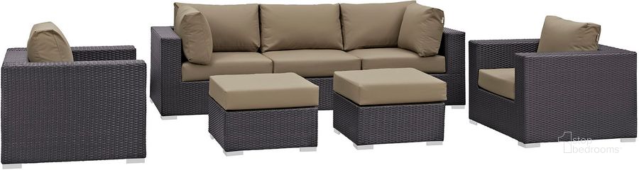 The appearance of Convene Espresso Mocha 7 Piece Outdoor Patio Sectional Set EEI-2200-EXP-MOC-SET designed by Modway in the modern / contemporary interior design. This espresso mocha piece of furniture  was selected by 1StopBedrooms from Convene Collection to add a touch of cosiness and style into your home. Sku: EEI-2200-EXP-MOC-SET. Material: Steel. Product Type: Outdoor Conversation Set. Image1