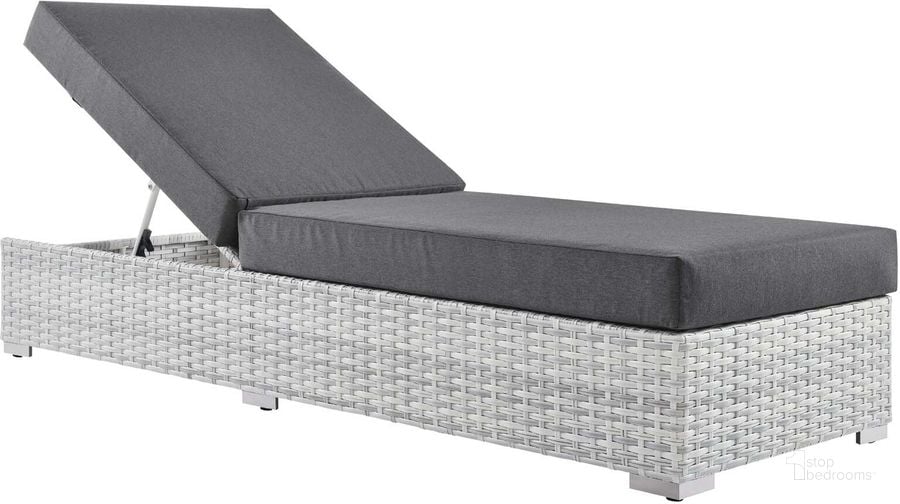 The appearance of Convene Outdoor Patio Chaise EEI-4307-LGR-CHA designed by Modway in the modern / contemporary interior design. This light gray charcoal piece of furniture  was selected by 1StopBedrooms from Convene Collection to add a touch of cosiness and style into your home. Sku: EEI-4307-LGR-CHA. Product Type: Chaise. Material: Stainless Steel. Image1