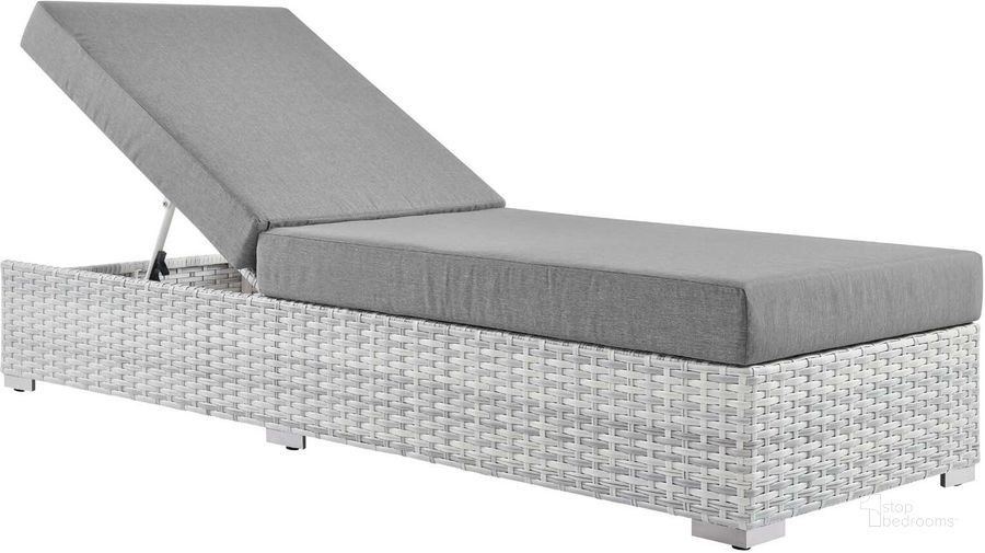 The appearance of Convene Outdoor Patio Chaise EEI-4307-LGR-GRY designed by Modway in the modern / contemporary interior design. This light gray gray piece of furniture  was selected by 1StopBedrooms from Convene Collection to add a touch of cosiness and style into your home. Sku: EEI-4307-LGR-GRY. Product Type: Chaise. Material: Stainless Steel. Image1