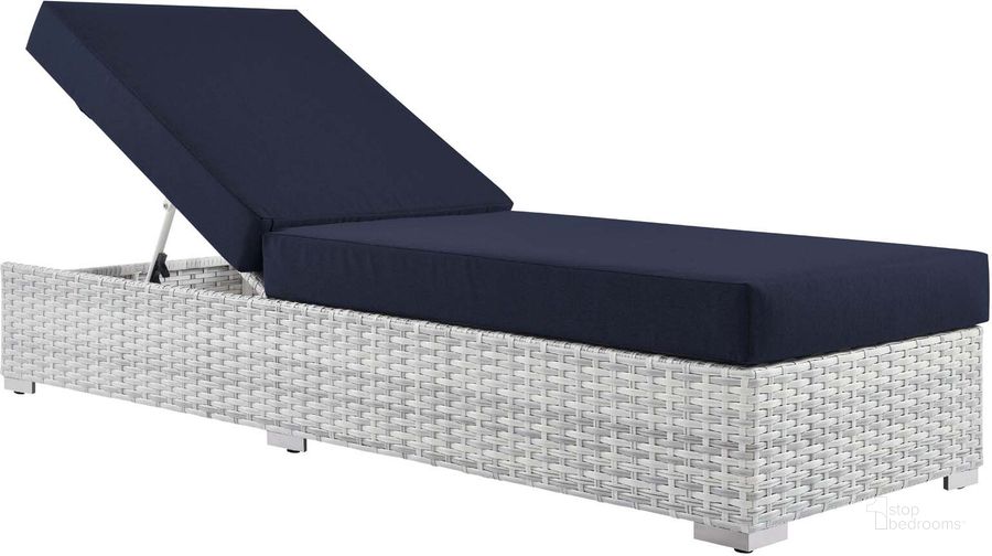 The appearance of Convene Outdoor Patio Chaise EEI-4307-LGR-NAV designed by Modway in the modern / contemporary interior design. This light gray navy piece of furniture  was selected by 1StopBedrooms from Convene Collection to add a touch of cosiness and style into your home. Sku: EEI-4307-LGR-NAV. Product Type: Chaise. Material: Stainless Steel. Image1