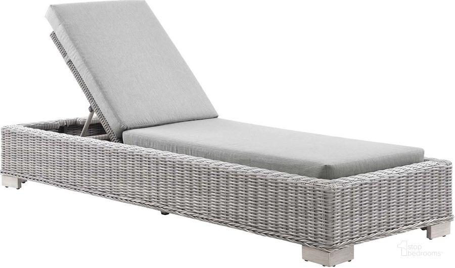 The appearance of Conway Outdoor Patio Wicker Rattan Chaise Lounge EEI-4843-LGR-GRY designed by Modway in the modern / contemporary interior design. This light gray gray piece of furniture  was selected by 1StopBedrooms from Conway Collection to add a touch of cosiness and style into your home. Sku: EEI-4843-LGR-GRY. Material: Aluminium. Product Type: Outdoor Chaise Lounge. Image1