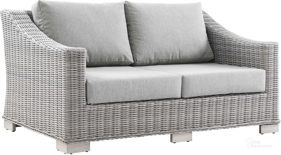 The appearance of Conway Outdoor Patio Wicker Rattan Loveseat EEI-4841-LGR-GRY designed by Modway in the modern / contemporary interior design. This light gray gray piece of furniture  was selected by 1StopBedrooms from Conway Collection to add a touch of cosiness and style into your home. Sku: EEI-4841-LGR-GRY. Material: Aluminium. Product Type: Outdoor Loveseat. Image1