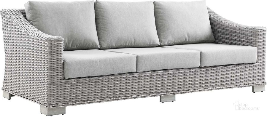 The appearance of Conway Outdoor Patio Wicker Rattan Sofa EEI-4842-LGR-GRY designed by Modway in the modern / contemporary interior design. This light gray gray piece of furniture  was selected by 1StopBedrooms from Conway Collection to add a touch of cosiness and style into your home. Sku: EEI-4842-LGR-GRY. Material: Aluminium. Product Type: Outdoor Sofa. Image1