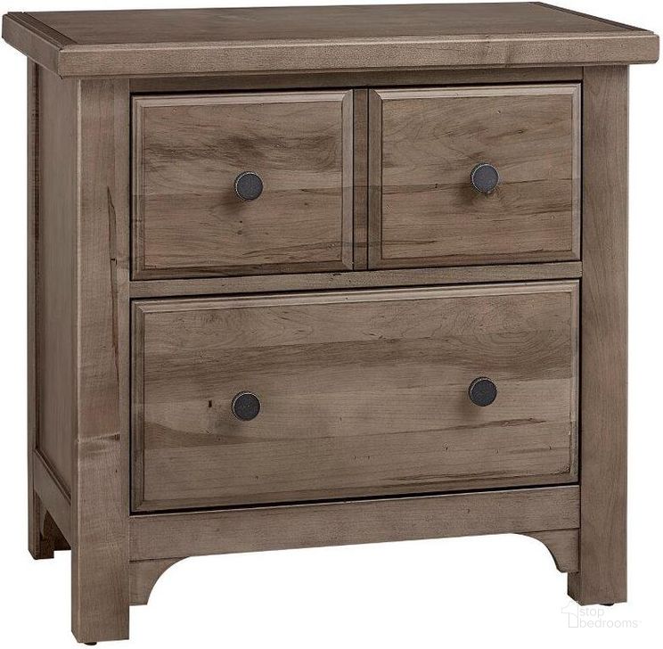The appearance of Cool Farmhouse 2 Drawer Night Stand In Grey designed by Vaughan Bassett in the transitional interior design. This grey piece of furniture  was selected by 1StopBedrooms from Cool Farmhouse Collection to add a touch of cosiness and style into your home. Sku: 801-227. Material: Wood. Product Type: Nightstand. Image1