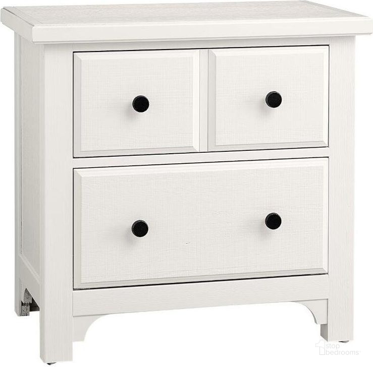 The appearance of Cool Farmhouse 2 Drawer Night Stand In Soft White designed by Vaughan Bassett in the transitional interior design. This soft white piece of furniture  was selected by 1StopBedrooms from Cool Farmhouse Collection to add a touch of cosiness and style into your home. Sku: 804-227. Material: Wood. Product Type: Nightstand. Image1