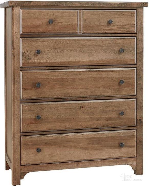 The appearance of Cool Farmhouse 5 Drawer Chest In Natural designed by Vaughan Bassett in the transitional interior design. This natural piece of furniture  was selected by 1StopBedrooms from Cool Farmhouse Collection to add a touch of cosiness and style into your home. Sku: 800-115. Material: Wood. Product Type: Chest. Image1