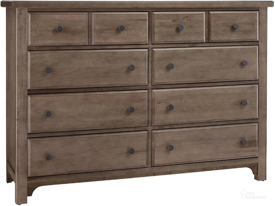 The appearance of Cool Farmhouse 8 Drawer Dresser In Grey designed by Vaughan Bassett in the transitional interior design. This grey piece of furniture  was selected by 1StopBedrooms from Cool Farmhouse Collection to add a touch of cosiness and style into your home. Sku: 801-002. Material: Wood. Product Type: Dresser. Image1