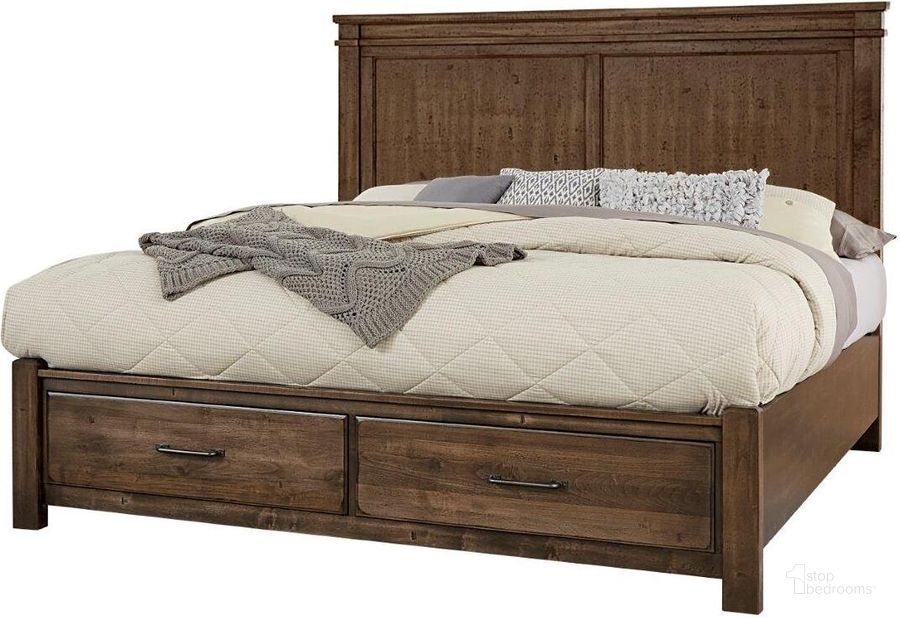 The appearance of Cool Rustic King Mansion Bed With Footboard Storage In Mink designed by Artisan & Post in the rustic / southwestern interior design. This mink piece of furniture  was selected by 1StopBedrooms from Cool Rustic Collection to add a touch of cosiness and style into your home. Sku: 170-661;170-066B;170-502;AP-666T. Bed Type: Storage Bed. Material: Wood. Product Type: Storage Bed. Bed Size: King. Image1