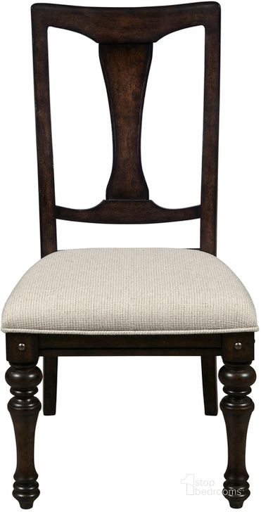 The appearance of Cooper Falls Wood Back Side Chair In Brown designed by Pulaski in the traditional interior design. This brown piece of furniture  was selected by 1StopBedrooms from Cooper Falls Collection to add a touch of cosiness and style into your home. Sku: P342260. Material: Wood. Product Type: Side Chair. Image1