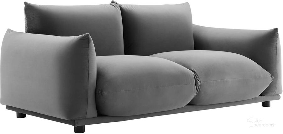 The appearance of Copious Performance Velvet Loveseat EEI-5471-GRY designed by Modway in the modern / contemporary interior design. This gray piece of furniture  was selected by 1StopBedrooms from Copious Collection to add a touch of cosiness and style into your home. Sku: EEI-5471-GRY. Product Type: Loveseat. Material: Rubberwood. Image1