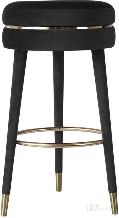 The appearance of Coral Black Velvet Bar Stool designed by Meridian in the modern / contemporary interior design. This black velvet piece of furniture  was selected by 1StopBedrooms from Coral Collection to add a touch of cosiness and style into your home. Sku: 702Black-C. Product Type: Barstool. Material: Velvet. Image1