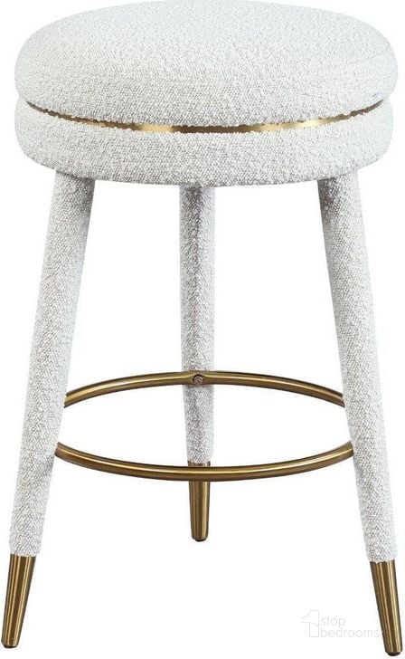 The appearance of Coral Cream Boucle Fabric Counter Stool designed by Meridian in the modern / contemporary interior design. This cream piece of furniture  was selected by 1StopBedrooms from Coral Collection to add a touch of cosiness and style into your home. Sku: 723Cream. Material: Metal. Product Type: Barstool. Image1