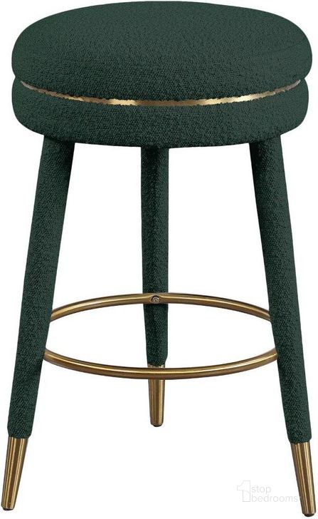 The appearance of Coral Green Boucle Fabric Counter Stool designed by Meridian in the modern / contemporary interior design. This green piece of furniture  was selected by 1StopBedrooms from Coral Collection to add a touch of cosiness and style into your home. Sku: 723Green. Material: Metal. Product Type: Barstool. Image1