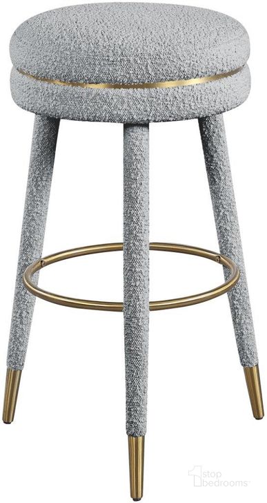 The appearance of Coral Grey Boucle Fabric Bar Stool designed by Meridian in the modern / contemporary interior design. This grey piece of furniture  was selected by 1StopBedrooms from Coral Collection to add a touch of cosiness and style into your home. Sku: 724Grey. Material: Metal. Product Type: Barstool. Image1