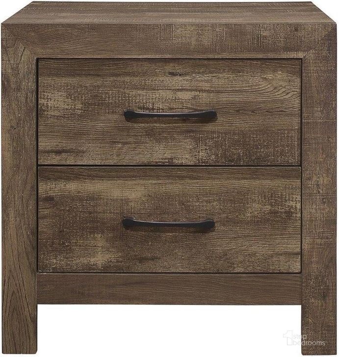 The appearance of Corbin Rustic Brown Nightstand designed by Homelegance in the transitional interior design. This brown piece of furniture  was selected by 1StopBedrooms from Corbin Collection to add a touch of cosiness and style into your home. Sku: 1534-4. Material: Wood. Product Type: Nightstand. Image1