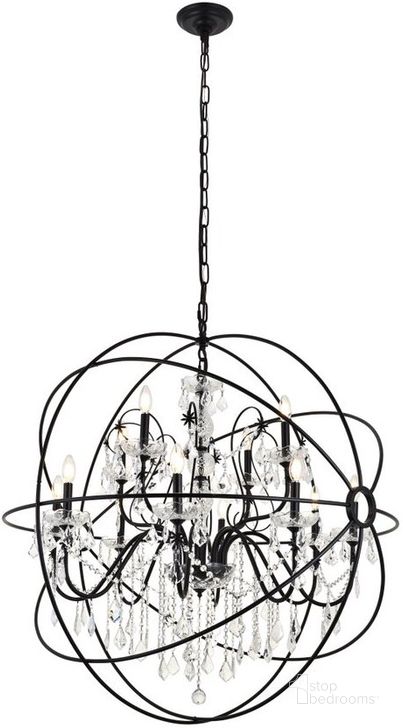 The appearance of Cordelia 12 Light Black Crystal Pendant designed by Elegant Lighting in the transitional interior design. This black piece of furniture  was selected by 1StopBedrooms from Cordelia Collection to add a touch of cosiness and style into your home. Sku: LD8801D43BK. Material: Metal. Product Type: Pendant Lighting. Image1