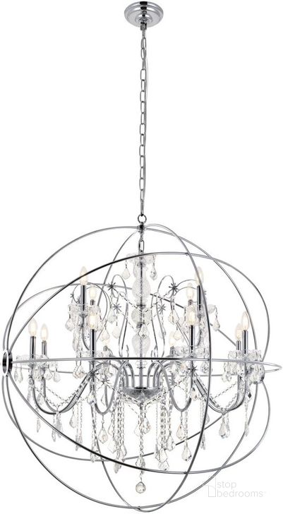 The appearance of Cordelia 12 Light Chrome Crystal Pendant designed by Elegant Lighting in the transitional interior design. This chrome piece of furniture  was selected by 1StopBedrooms from Cordelia Collection to add a touch of cosiness and style into your home. Sku: LD8801D43C. Material: Metal. Product Type: Pendant Lighting. Image1