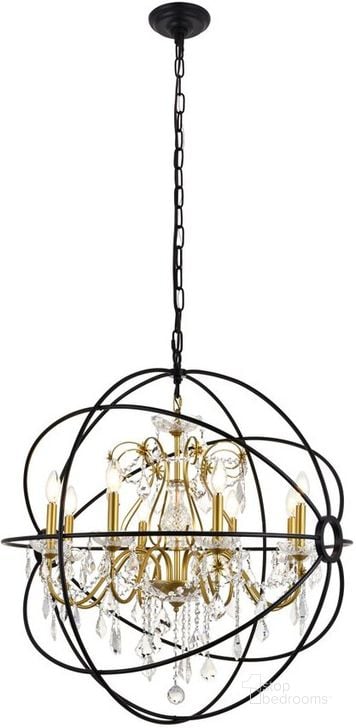 The appearance of Cordelia 8 Light Black And Gold Crystal Pendant designed by Elegant Lighting in the transitional interior design. This black and gold piece of furniture  was selected by 1StopBedrooms from Cordelia Collection to add a touch of cosiness and style into your home. Sku: LD8801D32GB. Material: Metal. Product Type: Pendant Lighting. Image1