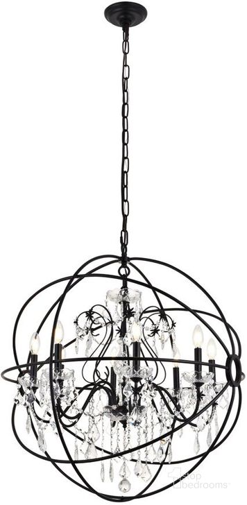 The appearance of Cordelia 8 Light Black Crystal Pendant designed by Elegant Lighting in the transitional interior design. This black piece of furniture  was selected by 1StopBedrooms from Cordelia Collection to add a touch of cosiness and style into your home. Sku: LD8801D32BK. Material: Metal. Product Type: Pendant Lighting. Image1