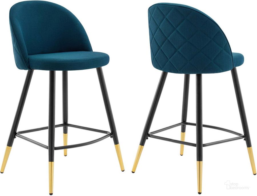 The appearance of Cordial Fabric Counter Stools - Set Of 2 EEI-4528-AZU designed by Modway in the modern / contemporary interior design. This azure piece of furniture  was selected by 1StopBedrooms from Cordial Collection to add a touch of cosiness and style into your home. Sku: EEI-4528-AZU. Product Type: Barstool. Material: Plywood. Image1