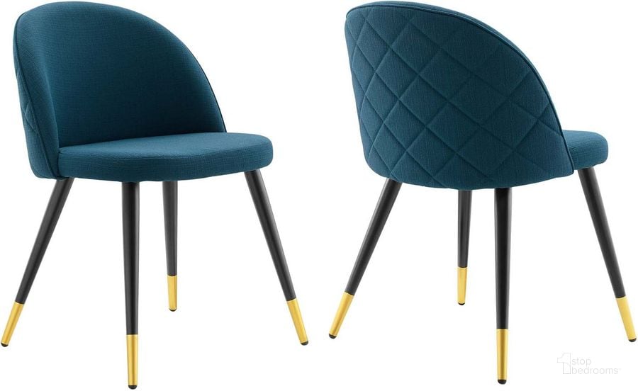 The appearance of Cordial Upholstered Fabric Dining Chairs - Set of 2 In Azure designed by Modway in the modern / contemporary interior design. This azure piece of furniture  was selected by 1StopBedrooms from Cordial Collection to add a touch of cosiness and style into your home. Sku: EEI-4524-AZU. Material: Polyester. Product Type: Dining Chair. Image1