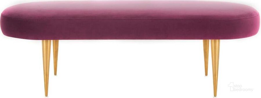 The appearance of Corinne Oval Bench In Plum And Gold designed by Safavieh Couture in the modern / contemporary interior design. This plum piece of furniture  was selected by 1StopBedrooms from Corinne Collection to add a touch of cosiness and style into your home. Sku: SFV4704C. Material: Wood. Product Type: Bench. Image1