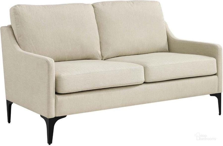 The appearance of Corland Beige Upholstered Fabric Loveseat designed by Modway in the modern / contemporary interior design. This beige piece of furniture  was selected by 1StopBedrooms from Corland Collection to add a touch of cosiness and style into your home. Sku: EEI-6021-BEI. Material: Wood. Product Type: Loveseat. Image1